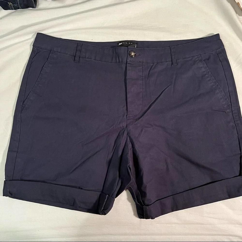 Asos Design NEW Button Fly Skinny Chino Shorts in Navy Blue 38 Waist - Picture 1 of 7
